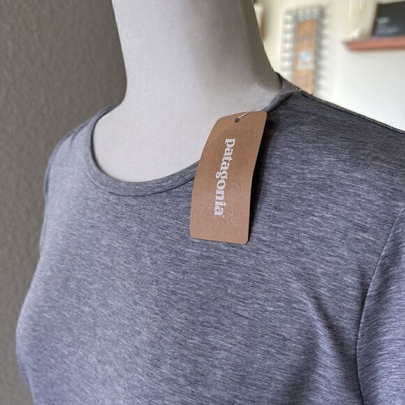 NWT Patagonia Glorya Gray T Shirt Mini Dress Ruched Short Sleeve Crew Neck S - Picture 7 of 7